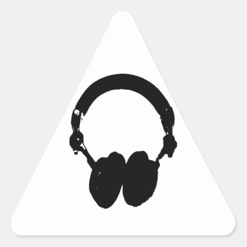 Black  White Headphone Silhouette Triangle Sticker