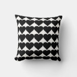 Black white Heart classic elegant pattern Throw Pillow
