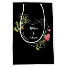 Black & White Heart Custom Name Wedding Favor