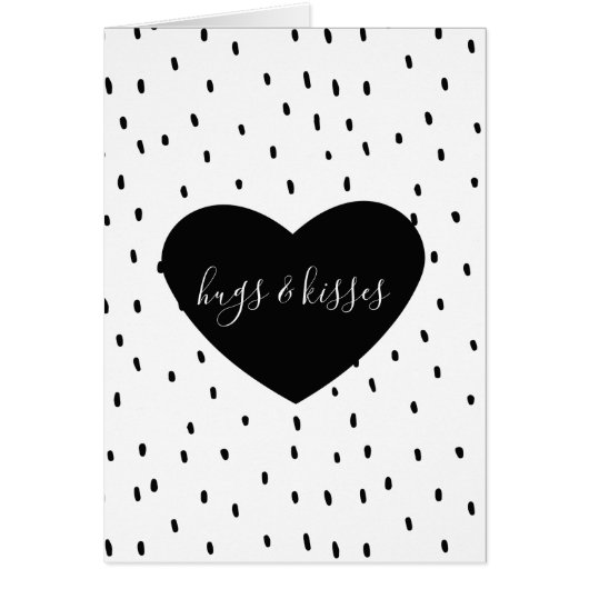 Black White Heart Dots Hugs & Kisses (Front)