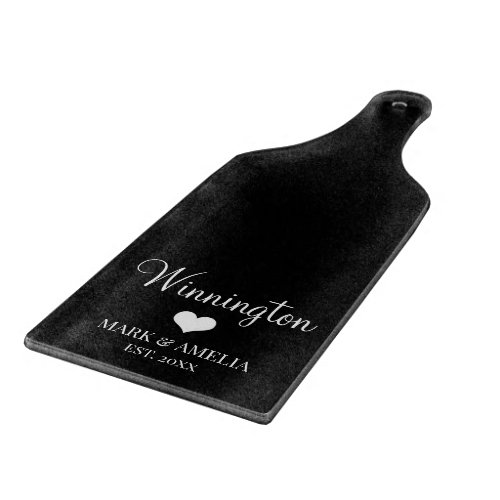 Black White Heart Family Established Wedding Date  Cutting Board