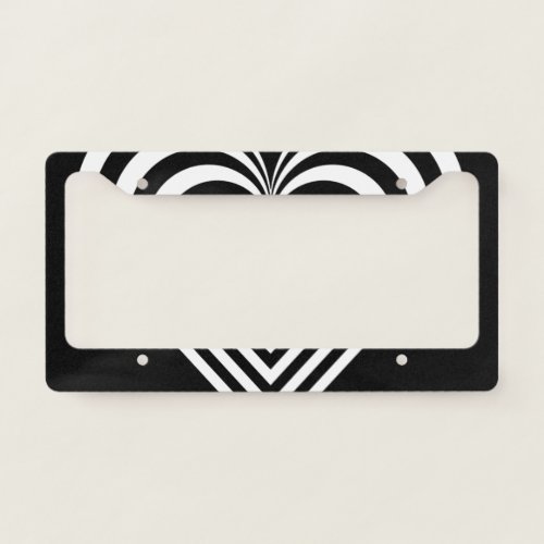 Black  White Heart License Plate Frame