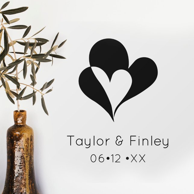    Black & White Heart Modern Custom Wedding Wall Decal (Creator Uploaded)