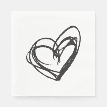 Black & White Heart Paper Napkins by AteliersBOHO at Zazzle