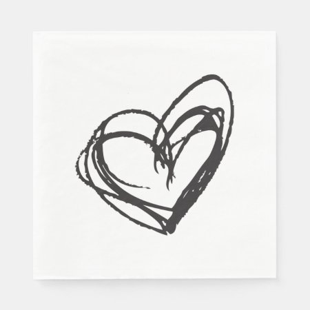 Black & White Heart Paper Napkins