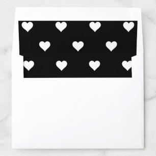 Black White Heart Pattern Elegant Stationary Party Envelope Liner