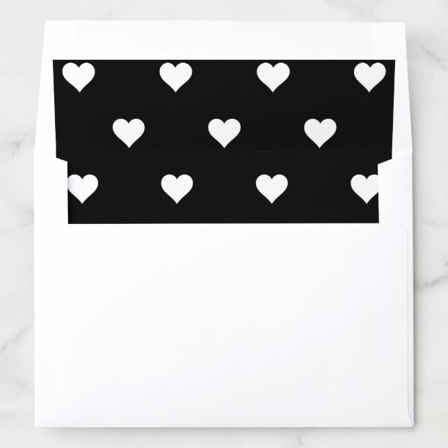 Black White Heart Pattern Elegant Stationary Party Envelope Liner (In Envelope)