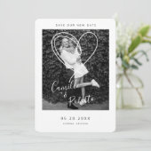 Black & White Heart Save Our New Date Modern Save The Date (Standing Front)