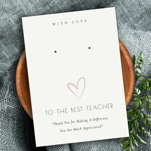 BLACK WHITE HEART TEACHER GIFT EARRING DISPLAY PLACE CARD