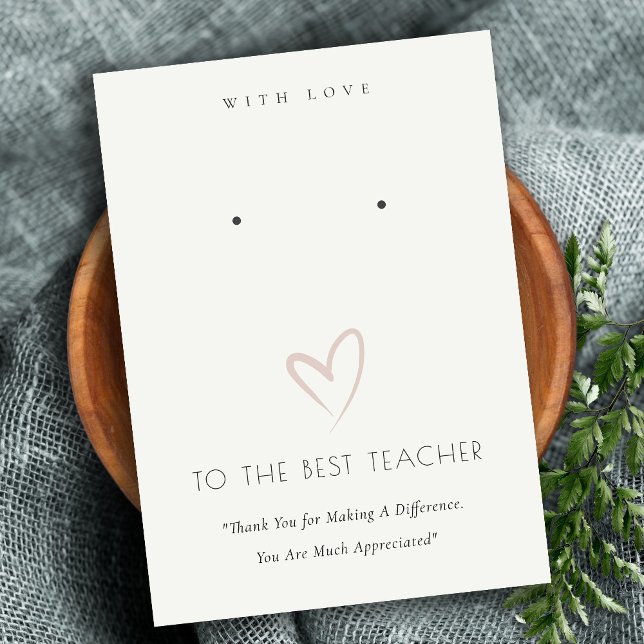 BLACK WHITE HEART TEACHER GIFT EARRING DISPLAY PLACE CARD (Creator Uploaded)