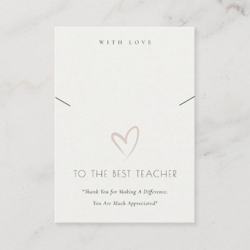 BLACK WHITE HEART TEACHER GIFT NECKLACE DISPLAY PLACE CARD
