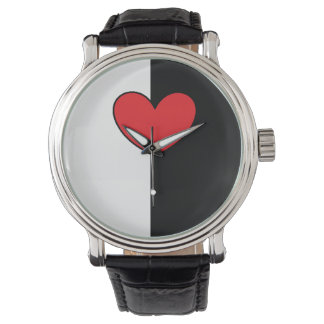 Black White Heart Watch