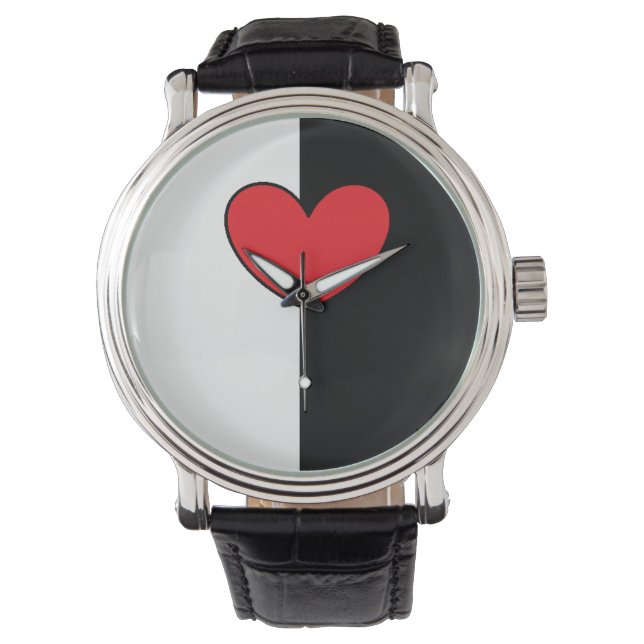 Black White Heart Watch (Front)