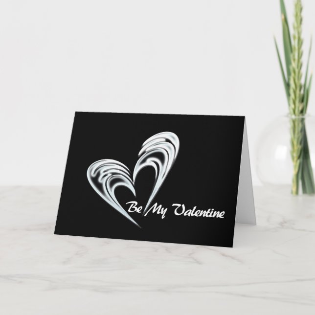 Black White Heart with be my Valentine Holiday Card (Front)