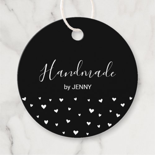 Black  White  Hearts Handmade Craft Package Tag