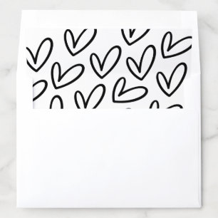 Black & White Hearts Minimalist Bridal Shower Envelope Liner