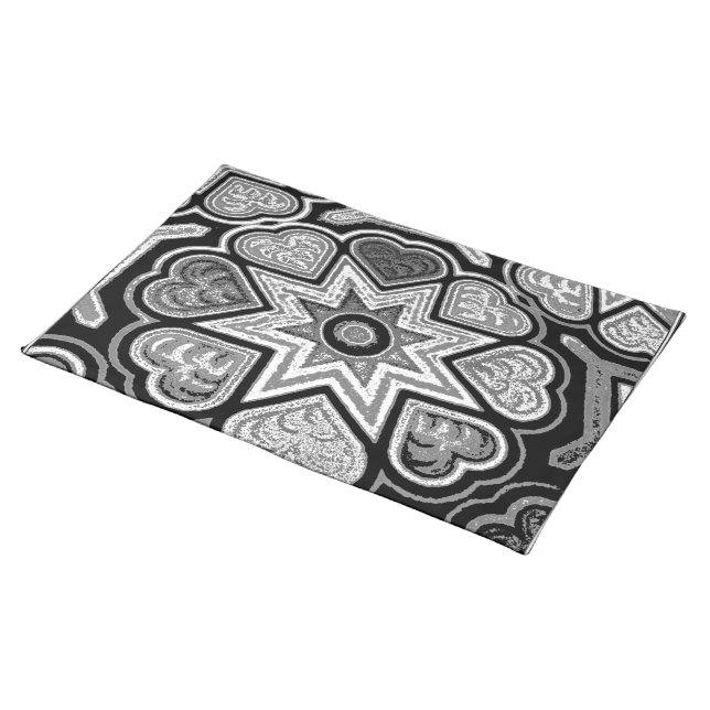 Black & White Hearts Placemat (On Table)