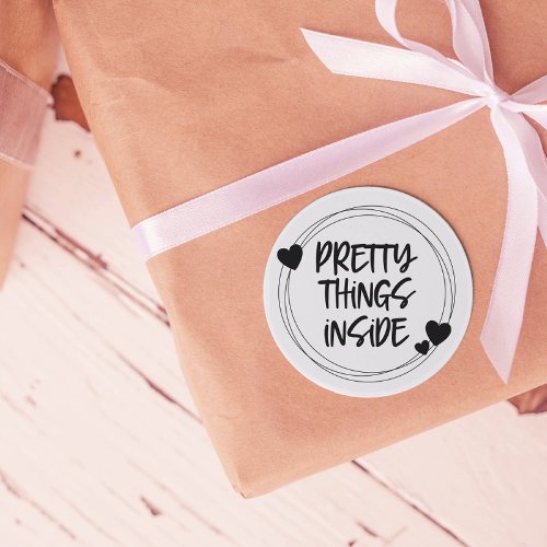 Black White Hearts Pretty Things Inside Labels