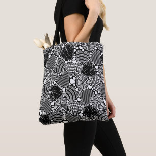 Black White Hearts Tote Bag