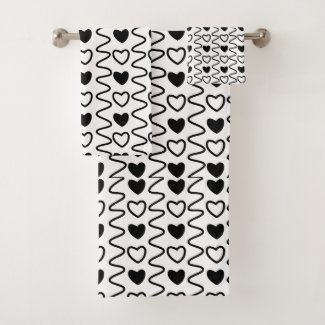 Black White Hearts Valentine Pattern
