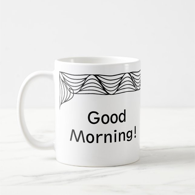 Black & White Heat Wave Border Personalized Mug (Left)