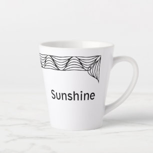 Black & White Heat Wave Personalized Latte Mug
