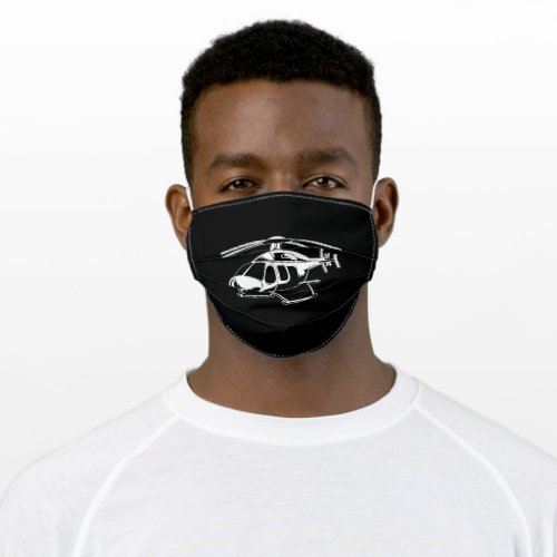 Black  White Helicopter Adult Cloth Face Mask