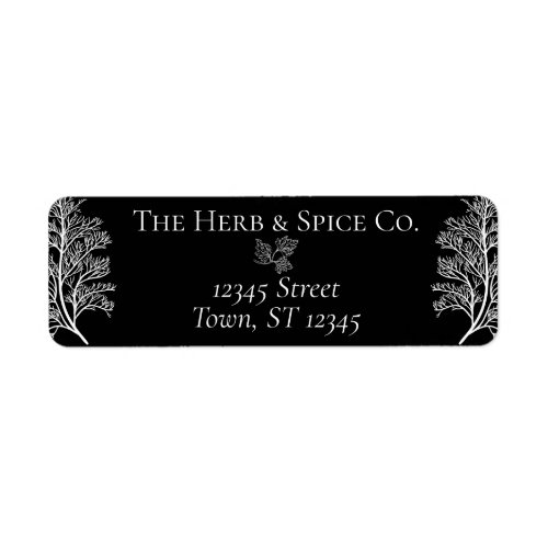 Black  White Herb and Spice Return Address Label