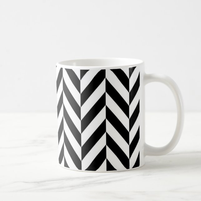 Black White Herringbone Pattern Coffee Mug (Right)