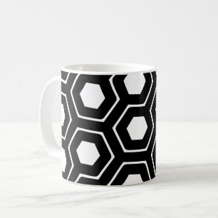 Black White Hexagon Honeycomb Geometric Pattern Coffee Mug