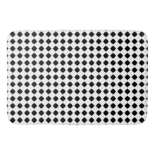 BLACK WHITE HEXAGON PATTERN BATH MAT