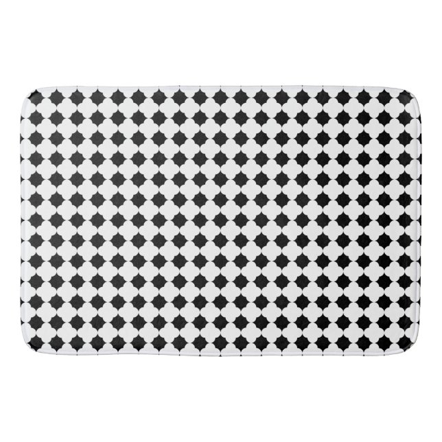 BLACK WHITE HEXAGON PATTERN BATH MAT (Front)