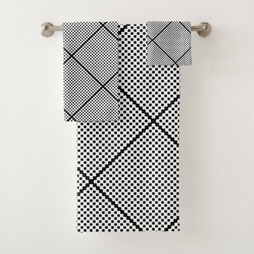 Black White Hexagon Pattern Bath Towel Set