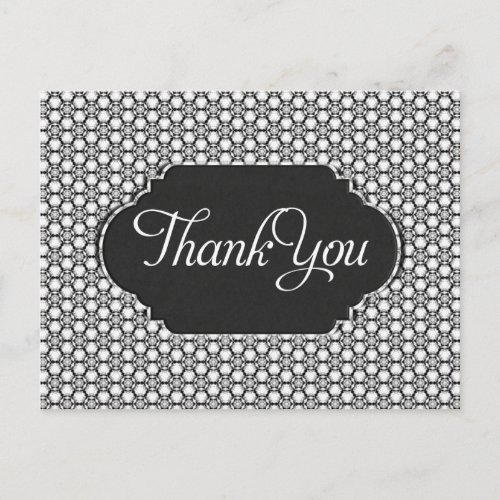 Black White Hexagon Pattern Thank You Postcard