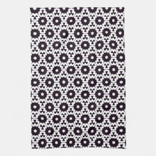 Black White Hexagon Star JustPatterns Fabric Kitchen Towel