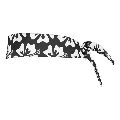 Black white Hibiscus flower Hawaii floral pattern Tie Headband