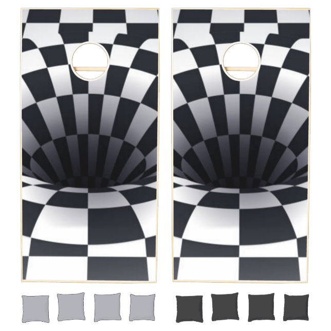 Black & White Hole  Cornhole Set (Set)