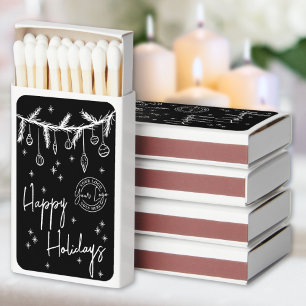 Black White Holiday Party Matchboxes