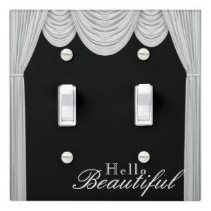 Black & White Hollywood Curtains Glam Personalized Light Switch Cover
