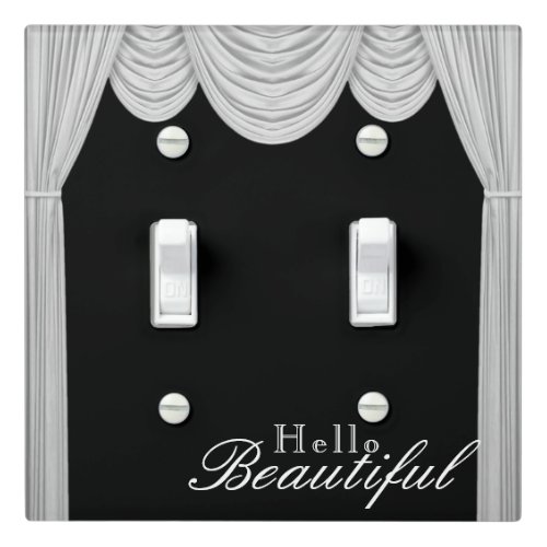 Black  White Hollywood Curtains Glam Personalized Light Switch Cover