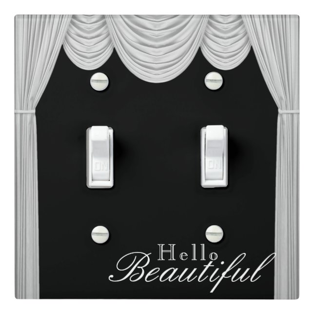 Black & White Hollywood Curtains Glam Personalized Light Switch Cover (In Situ)