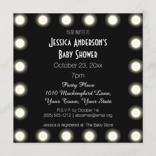 Black & White Hollywood Theme Baby Shower Invitation