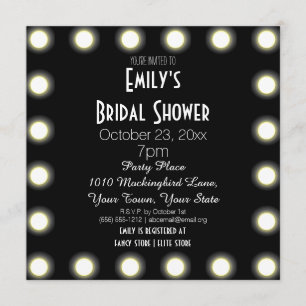 Black & White Hollywood Theme Bridal Shower Invitation
