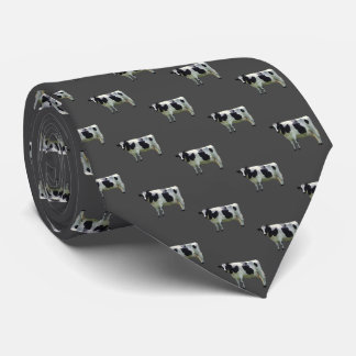 Black & White Holstein Cow Gray Black Neck Tie