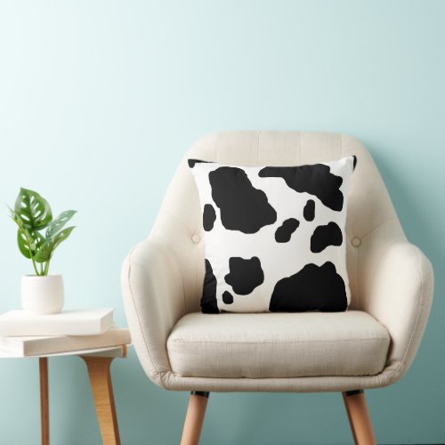 Black  White Holstein Cow Print Throw Cushion