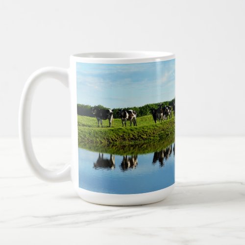 Black White Holstein Cows in a Row Mug