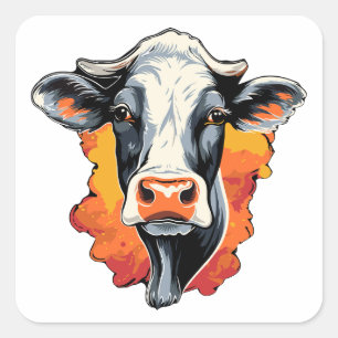 Black White Holstein Dairy Cow Farm Farmer Square Sticker