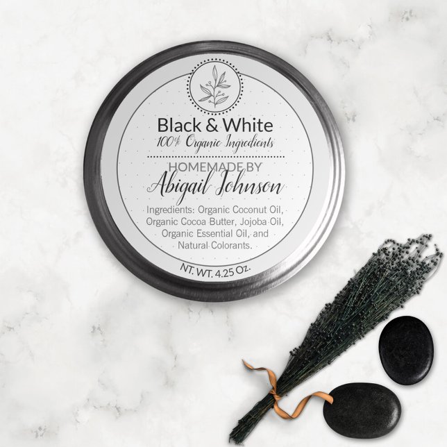 Black & White Homemade Scrub or Body Butter Label (Creator Uploaded)