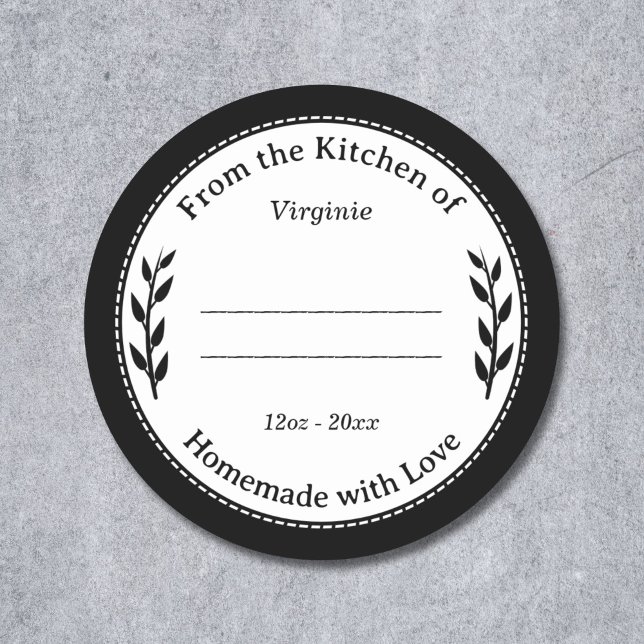 Black & White Homemade with Love Label Sticker (Black & White Homemade with Love Label Sticker)