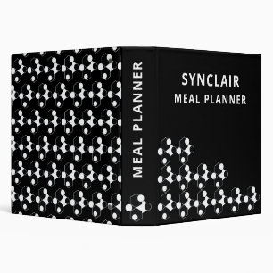 Black White Honeycomb Personalized Meal Planner 3 Ring Binder